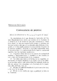 Convocatoria de premios / Vicente Castañeda y Alcover | Biblioteca Virtual Miguel de Cervantes