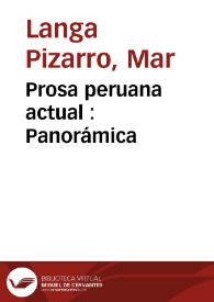 Prosa peruana actual : Panorámica / Mar Langa Pizarro | Biblioteca Virtual Miguel de Cervantes