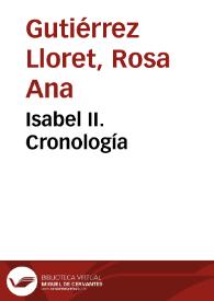 Isabel II. Cronología | Biblioteca Virtual Miguel de Cervantes