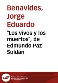 "Los vivos y los muertos", de Edmundo Paz Soldán | Biblioteca Virtual Miguel de Cervantes