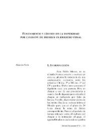 Fundamento y límites de la impunidad por colisión de deberes en derecho penal / Alejandra Verde | Biblioteca Virtual Miguel de Cervantes