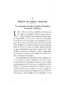Estudios de códices visigóticos: La exposición del "Liber Comitis" del archivo catedralicio de Burgos / T. Rojo