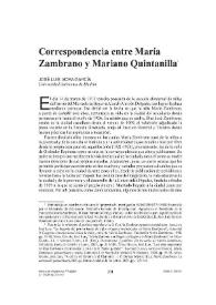 Correspondencia entre María Zambrano y Mariano Quintanilla / José Luis Mora García | Biblioteca Virtual Miguel de Cervantes