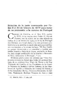Relación de la Junta convocada por Felipe II el 24 de febrero de 1579 para tratar de su pretensión a la Corona de Portugal / Erasmo Buceta | Biblioteca Virtual Miguel de Cervantes