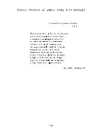Poema escrito en Abril para Luis Rosales / Rafael Morales | Biblioteca Virtual Miguel de Cervantes
