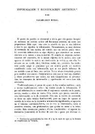 Información y significación artística / por Valeriano Bozal | Biblioteca Virtual Miguel de Cervantes