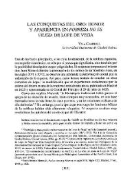 Las conquistas del oro: honor y apariencia en "Pobreza no es vileza" de Lope de Vega / Ysla Campbell | Biblioteca Virtual Miguel de Cervantes
