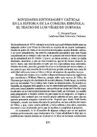 Novedades editoriales y críticas en la historia de la comedia española : El teatro de Luis Vélez de Guevara | Biblioteca Virtual Miguel de Cervantes