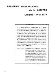 Asamblea Internacional de la ASSITEJ (Londres-abril 1973) | Biblioteca Virtual Miguel de Cervantes