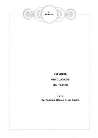 Aspectos psicólogicos del teatro / por el Dr. Federico Gómez R. de Castro | Biblioteca Virtual Miguel de Cervantes