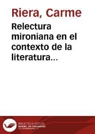 Relectura mironiana en el contexto de la literatura finisecular, con D'Annunzio al fondo / Carme Riera | Biblioteca Virtual Miguel de Cervantes