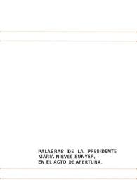 Palabras de la presidente María Nieves Sunyer, en el acto de apertura | Biblioteca Virtual Miguel de Cervantes