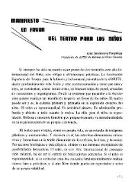 Manifiesto a favor del teatro para los niños / Julio Santamaría Pampliega | Biblioteca Virtual Miguel de Cervantes