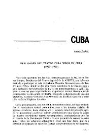 Informe de Cuba. Realidades del teatro para niños en Cuba (1959-1981) | Biblioteca Virtual Miguel de Cervantes