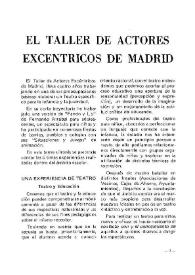 El Taller de Actores Excéntricos de Madrid / Alfredo Mantovani | Biblioteca Virtual Miguel de Cervantes