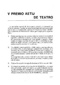 V Premio AETIJ de Teatro | Biblioteca Virtual Miguel de Cervantes