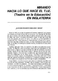 Mirando hacia lo que hace el T.I.E. (Teatro en la Educación) en Inglaterra / Rosemary Nursey-Bray | Biblioteca Virtual Miguel de Cervantes