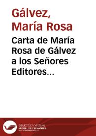 Carta de María Rosa de Gálvez a los Señores Editores de las "Variedades" [en respuesta a la crítica de "Las Esclavas amazonas"] / M.R.G. | Biblioteca Virtual Miguel de Cervantes