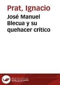 José Manuel Blecua y su quehacer crítico / Ignacio Prat | Biblioteca Virtual Miguel de Cervantes