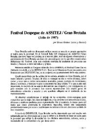 Festival Despegue de ASSITEJ / Gran Bretaña (Julio de 1987) / por Steven Gration | Biblioteca Virtual Miguel de Cervantes