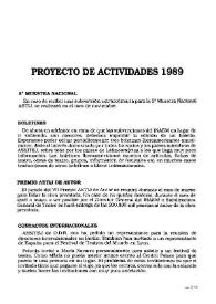 Proyecto de actividades 1989. VIIº Premio de autor infantil y juvenil. Festivales anunciados | Biblioteca Virtual Miguel de Cervantes