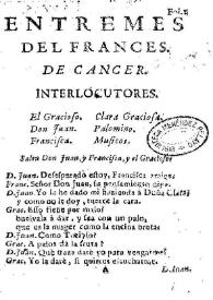 Entremes del frances / De Cancer | Biblioteca Virtual Miguel de Cervantes