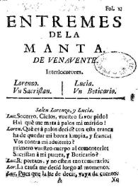 Entremes de la manta / De Benavente | Biblioteca Virtual Miguel de Cervantes