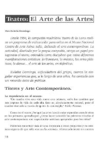 Teatro: "El Arte de las Artes" / por Eulalia Domingo | Biblioteca Virtual Miguel de Cervantes