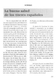 La buena salud de los títeres españoles | Biblioteca Virtual Miguel de Cervantes