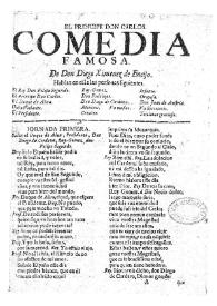 El principe Don Carlos / de don Diego Ximenez de Anciso [sic] | Biblioteca Virtual Miguel de Cervantes