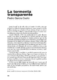 La tormenta transparente [Reseña] / Pedro García Cueto | Biblioteca Virtual Miguel de Cervantes