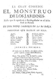 El monstruo de los jardines / de don Pedro Calderon de la Barca | Biblioteca Virtual Miguel de Cervantes