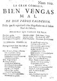 Bien vengas mal / de don Pedro Calderon | Biblioteca Virtual Miguel de Cervantes