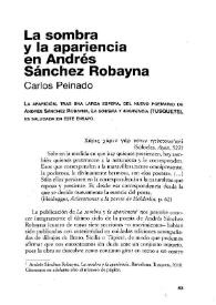"La sombra y la apariencia" en Andrés Sánchez Robayna / Carlos Peinado | Biblioteca Virtual Miguel de Cervantes