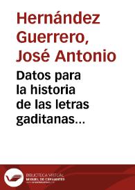 Datos para la historia de las letras gaditanas (1930-1960) | Biblioteca Virtual Miguel de Cervantes
