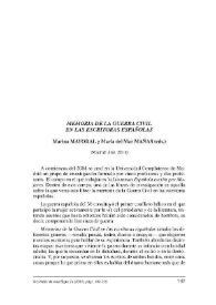 "Memoria de la guerra civil en las escritoras españolas" (Madrid: Sial, 2011) [Reseña] / Silvia López Hoya | Biblioteca Virtual Miguel de Cervantes