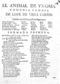 El animal de Ungria / de Lope de Vega Carpio | Biblioteca Virtual Miguel de Cervantes