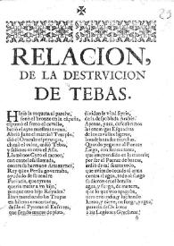 Relacion, de la destruccion de Tebas | Biblioteca Virtual Miguel de Cervantes
