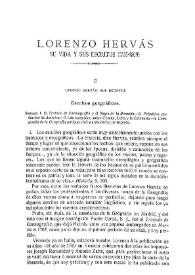 Lorenzo Hervás : sus escritos. Escritos geográficos | Biblioteca Virtual Miguel de Cervantes