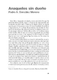 Anaqueles sin dueño / Pedro A. González Moreno | Biblioteca Virtual Miguel de Cervantes