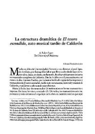 La estructura dramática de "El tesoro escondido", auto musical tardío de Calderón / A. Robert Lauer | Biblioteca Virtual Miguel de Cervantes