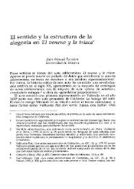 El sentido y la estructura de la alegoría en "El veneno y la triaca" / Juan Manuel Escudero | Biblioteca Virtual Miguel de Cervantes