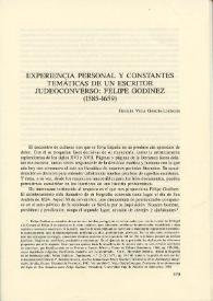 Experiencia personal y constantes temáticas de un escritor judeoconverso : Felipe Godínez (1585-1659) / Germán Vega García-Luengos | Biblioteca Virtual Miguel de Cervantes