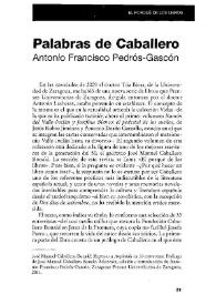 Palabras de Caballero / Antonio Francisco Pedrós-Gascón | Biblioteca Virtual Miguel de Cervantes