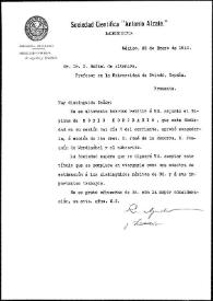 Carta de R. Aguilar y Santillán a Rafael Altamira. México, 25 de enero de 1910 | Biblioteca Virtual Miguel de Cervantes