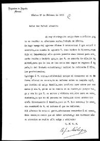 Carta de Bernardo de Cólogan a Rafael Altamira. México, 17 de febrero de 1910 | Biblioteca Virtual Miguel de Cervantes