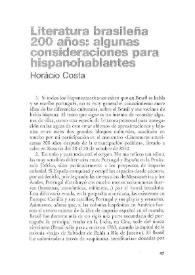 Literatura brasileña 200 años: algunas consideraciones para hispanohablantes / Horácio Costa | Biblioteca Virtual Miguel de Cervantes