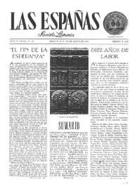 Las Españas : revista literaria. Año VI, núm. 19 y 20, mayo 1951 | Biblioteca Virtual Miguel de Cervantes