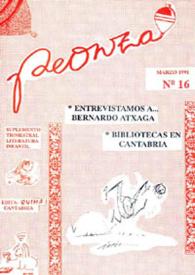 Peonza : Revista de literatura infantil y juvenil. Núm. 16, marzo 1991 | Biblioteca Virtual Miguel de Cervantes