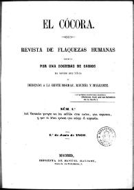 El Cócora. Núm. 1, 1 de junio de 1860 | Biblioteca Virtual Miguel de Cervantes